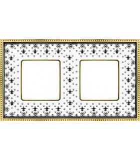 Рамка на 2 поста гор/верт FEDE BELLE EPOQUE PORCELAIN, black lys-bright gold FD01472NEOB