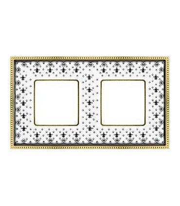 Рамка на 2 поста гор/верт FEDE BELLE EPOQUE PORCELAIN, black lys-bright gold FD01472NEOB