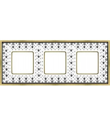 Рамка на 3 поста гор/верт FEDE BELLE EPOQUE PORCELAIN, black lys-bright gold FD01473NEOB