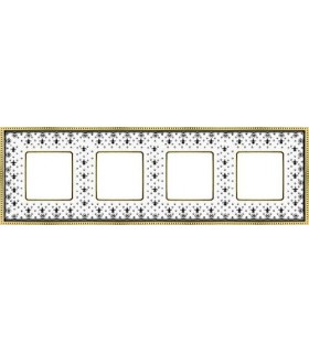 Рамка на 4 поста гор/верт FEDE BELLE EPOQUE PORCELAIN, black lys-bright gold FD01474NEOB