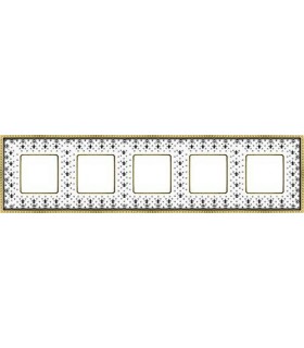 Рамка на 5 постов гор/верт FEDE BELLE EPOQUE PORCELAIN, black lys-bright gold FD01475NEOB
