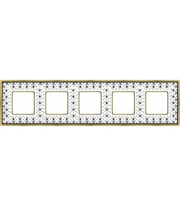 Рамка на 5 постов гор/верт FEDE BELLE EPOQUE PORCELAIN, black lys-bright gold FD01475NEOB
