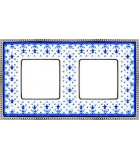 Рамка на 2 поста гор/верт FEDE BELLE EPOQUE PORCELAIN, blue lys-bright chrome FD01472AZCB