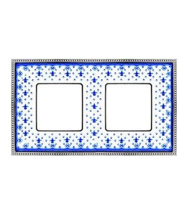 Рамка на 2 поста гор/верт FEDE BELLE EPOQUE PORCELAIN, blue lys-bright chrome FD01472AZCB