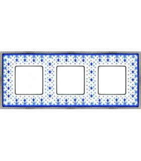 Рамка на 3 поста гор/верт FEDE BELLE EPOQUE PORCELAIN, blue lys-bright chrome FD01473AZCB