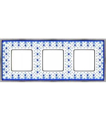 Рамка на 3 поста гор/верт FEDE BELLE EPOQUE PORCELAIN, blue lys-bright chrome FD01473AZCB
