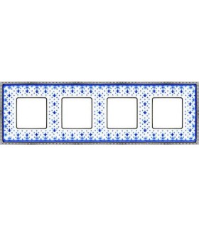 Рамка на 4 поста гор/верт FEDE BELLE EPOQUE PORCELAIN, blue lys-bright chrome FD01474AZCB