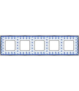 Рамка на 5 постов гор/верт FEDE BELLE EPOQUE PORCELAIN, blue lys-bright chrome FD01475AZCB