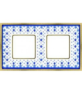 Рамка на 2 поста гор/верт FEDE BELLE EPOQUE PORCELAIN, blue lys-bright gold FD01472AZOB