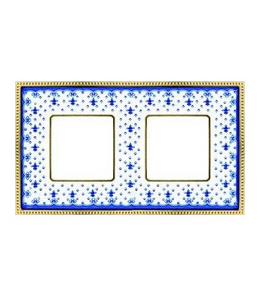 Рамка на 2 поста гор/верт FEDE BELLE EPOQUE PORCELAIN, blue lys-bright gold FD01472AZOB