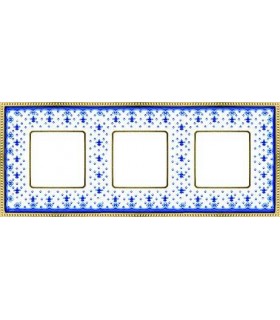 Рамка на 3 поста гор/верт FEDE BELLE EPOQUE PORCELAIN, blue lys-bright gold FD01473AZOB