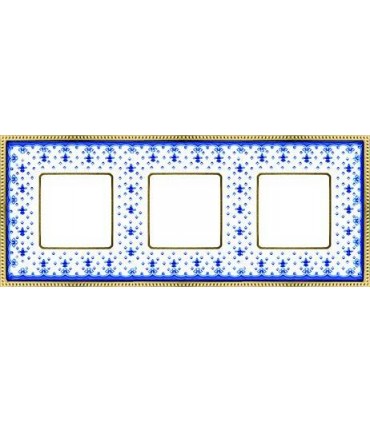Рамка на 3 поста гор/верт FEDE BELLE EPOQUE PORCELAIN, blue lys-bright gold FD01473AZOB