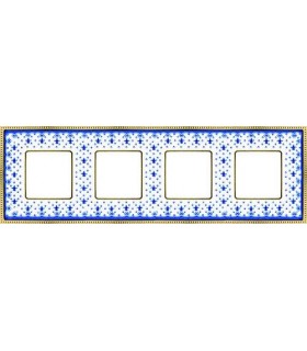 Рамка на 4 поста гор/верт FEDE BELLE EPOQUE PORCELAIN, blue lys-bright gold FD01474AZOB