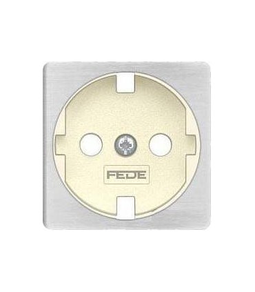 Обрамление розетки 2к+з FEDE, nickel satin + beige FD04314NS-A