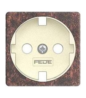 Обрамление розетки 2к+з FEDE, rustic cooper + beige FD04314RU-A