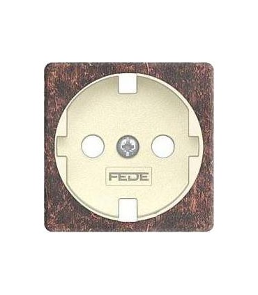 Обрамление розетки 2к+з FEDE, rustic cooper + beige FD04314RU-A