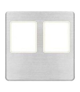 Монтажная плата FEDE для двойного информационного разъема RJ-45, nickel satin + beige FD04318NS-A