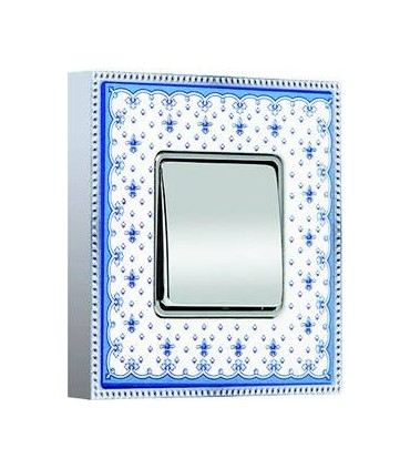 Одноклавишный выключатель в сборе FEDE BELLE EPOQUE PORCELAIN, blue lys-bright chrome FD01471AZCB