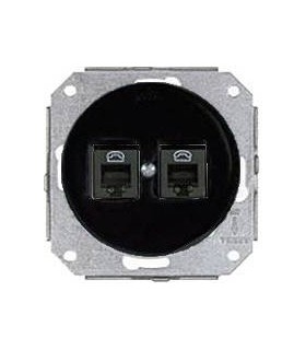 Компьютерная розетка RJ 45, 8 контактов 2-х мест. 6 кат. Fontini Garby Colonial керамика, черный 31707272