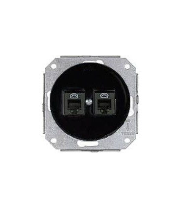 Компьютерная розетка RJ 45, 8 контактов 2-х мест. 6 кат. Fontini Garby Colonial керамика, черный 31707272
