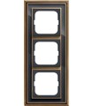 Рамка на 3 поста, ABB серия Династия Латунь античная, черное стекло 1723-845-500