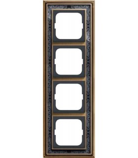 Рамка на 4 поста, ABB серия Династия, Латунь античная, черная роспись 1724-843-500