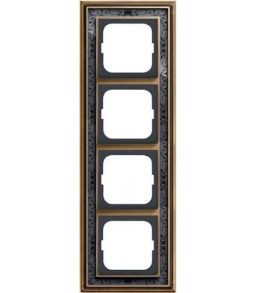 Рамка на 4 поста, ABB серия Династия, Латунь античная, черная роспись 1724-843-500