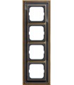 Рамка на 4 поста, ABB серия Династия, Латунь античная, черное стекло 1724-845-500