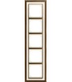 Рамка на 5 постов, ABB серия Династия, Латунь античная, белое стекло 1725-848-500
