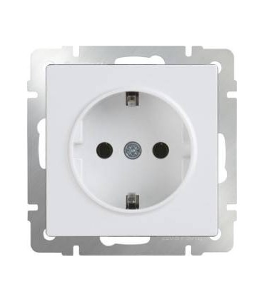 Розетка с заземлением Werkel, белый WL01-SKG-01-IP20
