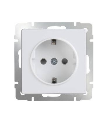 Розетка с заземлением и шторками Werkel, белый WL01-SKGS-01-IP44