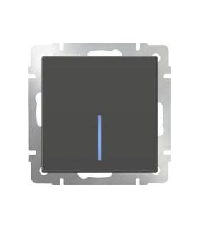 Выключатель одноклавишный проходной с подсветкой Werkel, серо-коричневый WL07-SW-1G-2W-LED