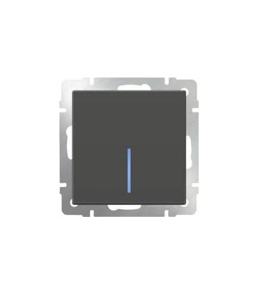 Выключатель одноклавишный проходной с подсветкой Werkel, серо-коричневый WL07-SW-1G-2W-LED
