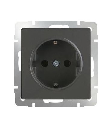 Розетка с заземлением Werkel, серо-коричневый WL07-SKG-01-IP20