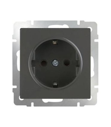 Розетка с заземлением и шторками Werkel, серо-коричневый WL07-SKGS-01-IP44