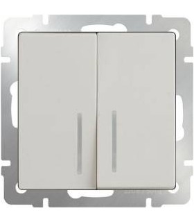 Выключатель двухклавишный с подсветкой Werkel, слоновая кость WL03-SW-2G-LED