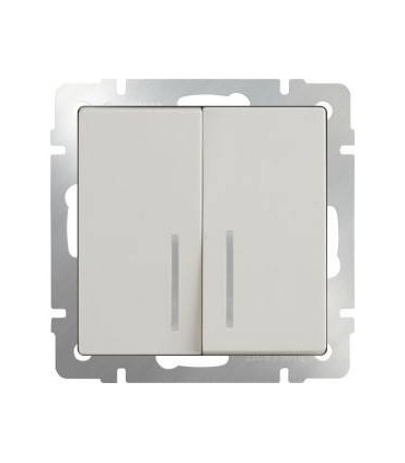 Выключатель двухклавишный с подсветкой Werkel, слоновая кость WL03-SW-2G-LED