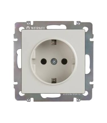 Розетка с заземлением Werkel, слоновая кость WL03-SKG-01-IP20