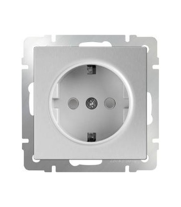 Розетка с заземлением Werkel, серебряный WL06-SKG-01-IP20