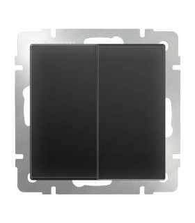 Выключатель двухклавишный проходной Werkel, черный матовый WL08-SW-2G-2W