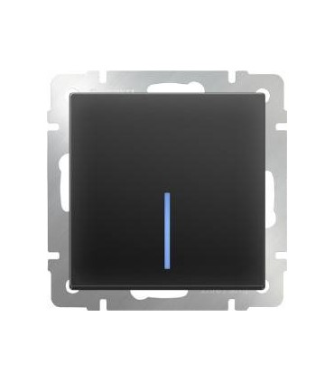 Выключатель одноклавишный с подсветкой Werkel, черный матовый WL08-SW-1G-LED