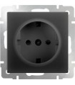 Розетка с заземлением и шторками Werkel, черный матовый WL08-SKGS-01-IP44