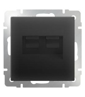 Розетка телефонная RJ-11 и Еthernet RJ-45 Werkel, черный матовый WL08-RJ11+RJ45