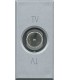 Проходная ТВ розетка BTicino Axolute (1 модуль), штыревой разъем, алюминий HC4202P