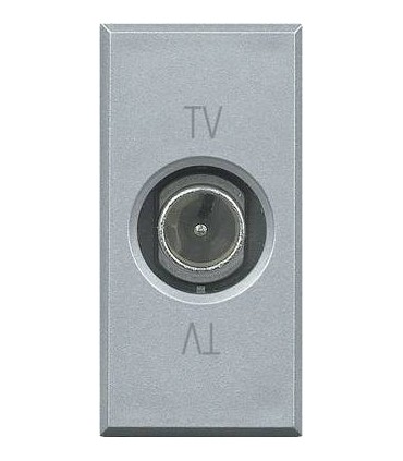 Проходная ТВ розетка BTicino Axolute (1 модуль), штыревой разъем, алюминий HC4202P