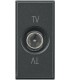 Проходная ТВ розетка BTicino Axolute (1 модуль), штыревой разъем, антрацит HS4202P