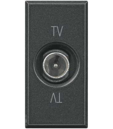 Проходная ТВ розетка BTicino Axolute (1 модуль), штыревой разъем, антрацит HS4202P