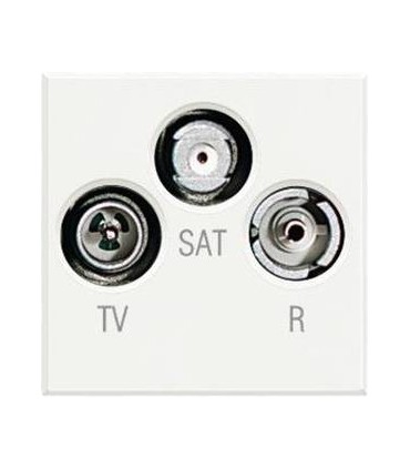 Экранированная коаксиальная TV розетка BTicino Axolute, штыревой, гнездовые разъемы SAT и RD, белый HD4210D