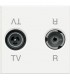 Двойная коаксиальная оконечная розетка для TV и радиосигнала BTicino Axolute, (2 модуля), белый HD4211D