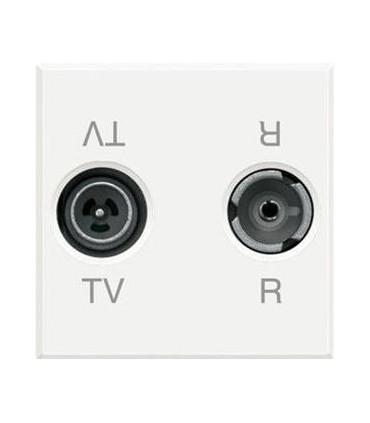 Двойная коаксиальная оконечная розетка для TV и радиосигнала BTicino Axolute, (2 модуля), белый HD4211D